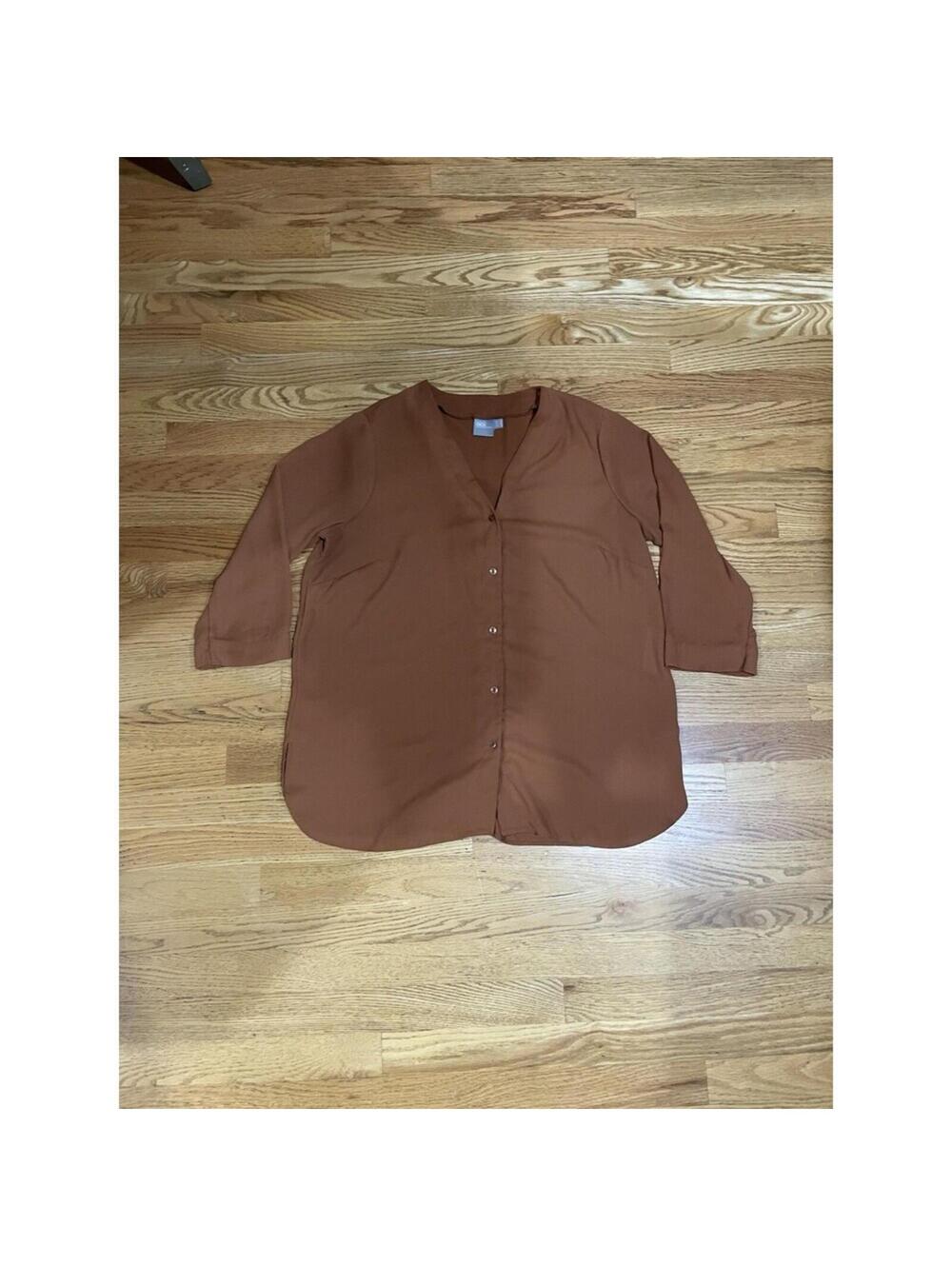 Women’s ASOS Brown Blouse Brick Color L Large 3/4 Sleeve